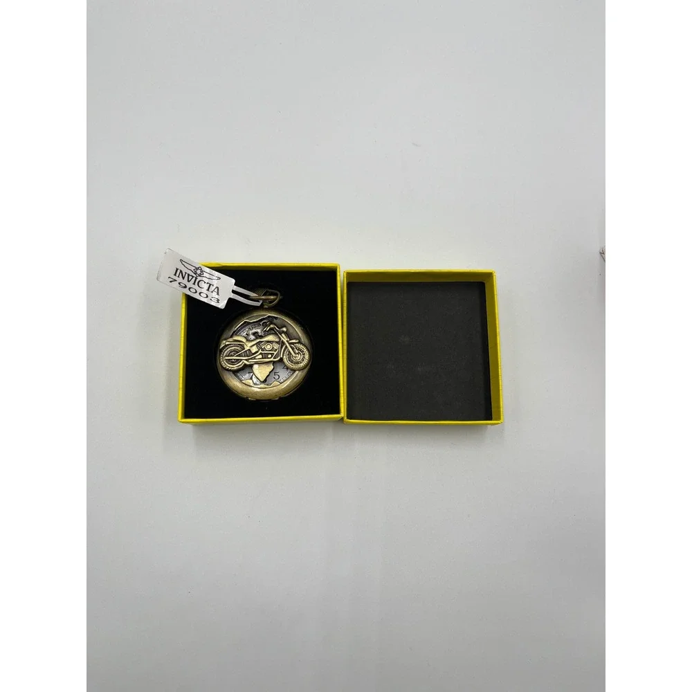 Invicta 79003 Motorcycle Antique Mens Pocket Watch with Chain New in Box